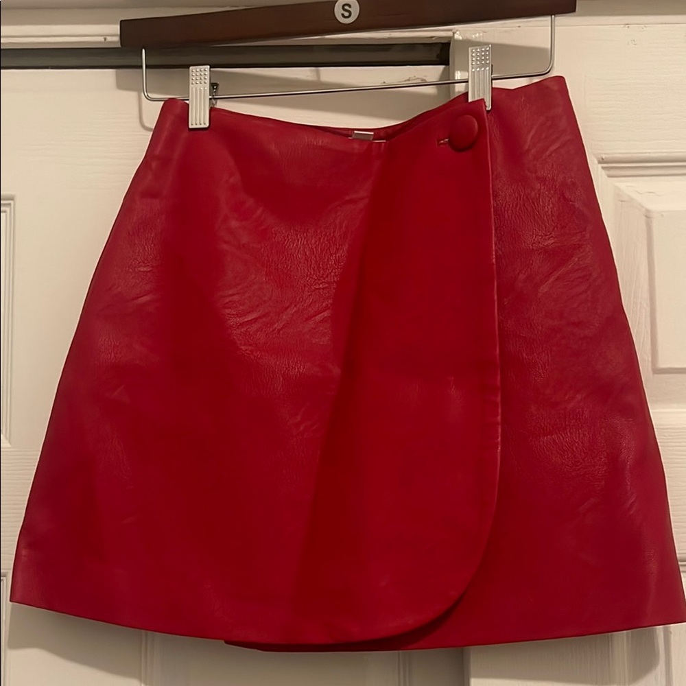 Topshop Red Wrap Mini Skirt Cocktail